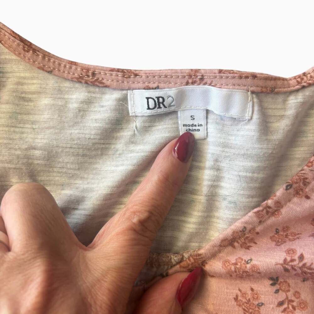 DR2 Daniel Rainn Pink Ditsy Floral Flutter Sleeve Blouse Top Women's Size S - Picture 7 of 12